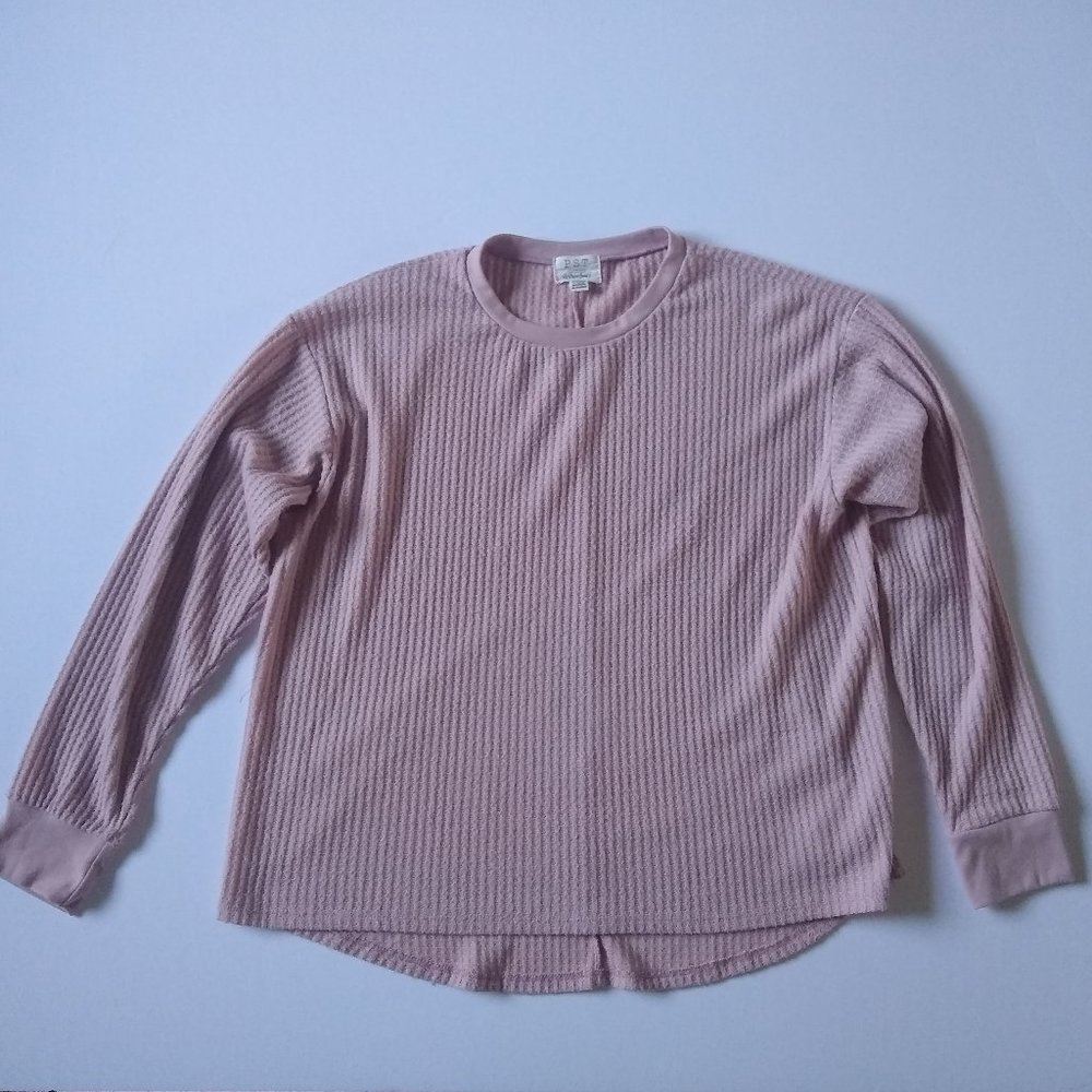 Project Social T Light Pink Long Sleeve Waffle Knit Shirt sz L